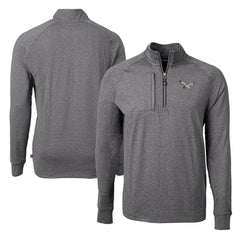 Philadelphia Eagles Cutter & Buck Adapt Eco Knit Heathered Recycled Quarter-Zip Pullover Heather Black - NFL