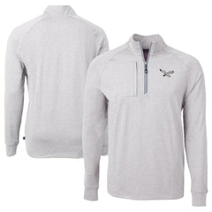 Philadelphia Eagles Cutter & Buck Adapt Eco Knit Heathered Recycled Quarter-Zip Pullover Heather Gray - NFL
