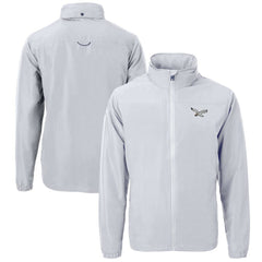 Philadelphia Eagles Cutter & Buck Charter Eco Recycled Full-Zip Jacket Silver - NFL