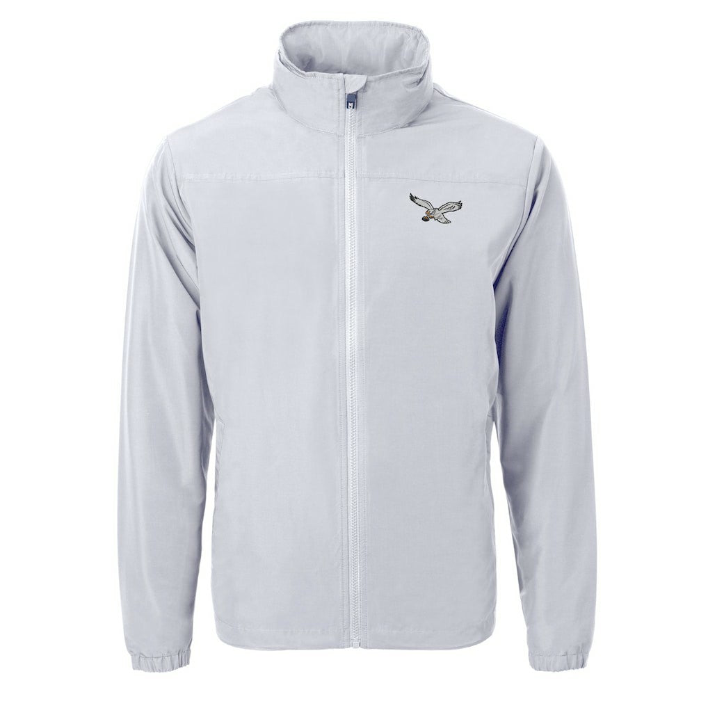 Philadelphia Eagles Cutter & Buck Charter Eco Recycled Full-Zip Jacket Silver - NFL