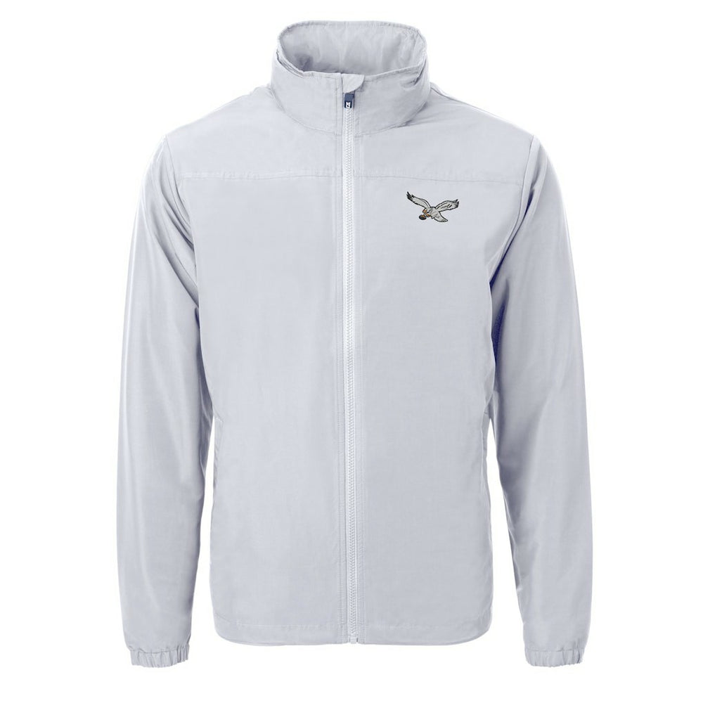 Philadelphia Eagles Cutter & Buck Charter Eco Recycled Full-Zip Jacket Silver - NFL