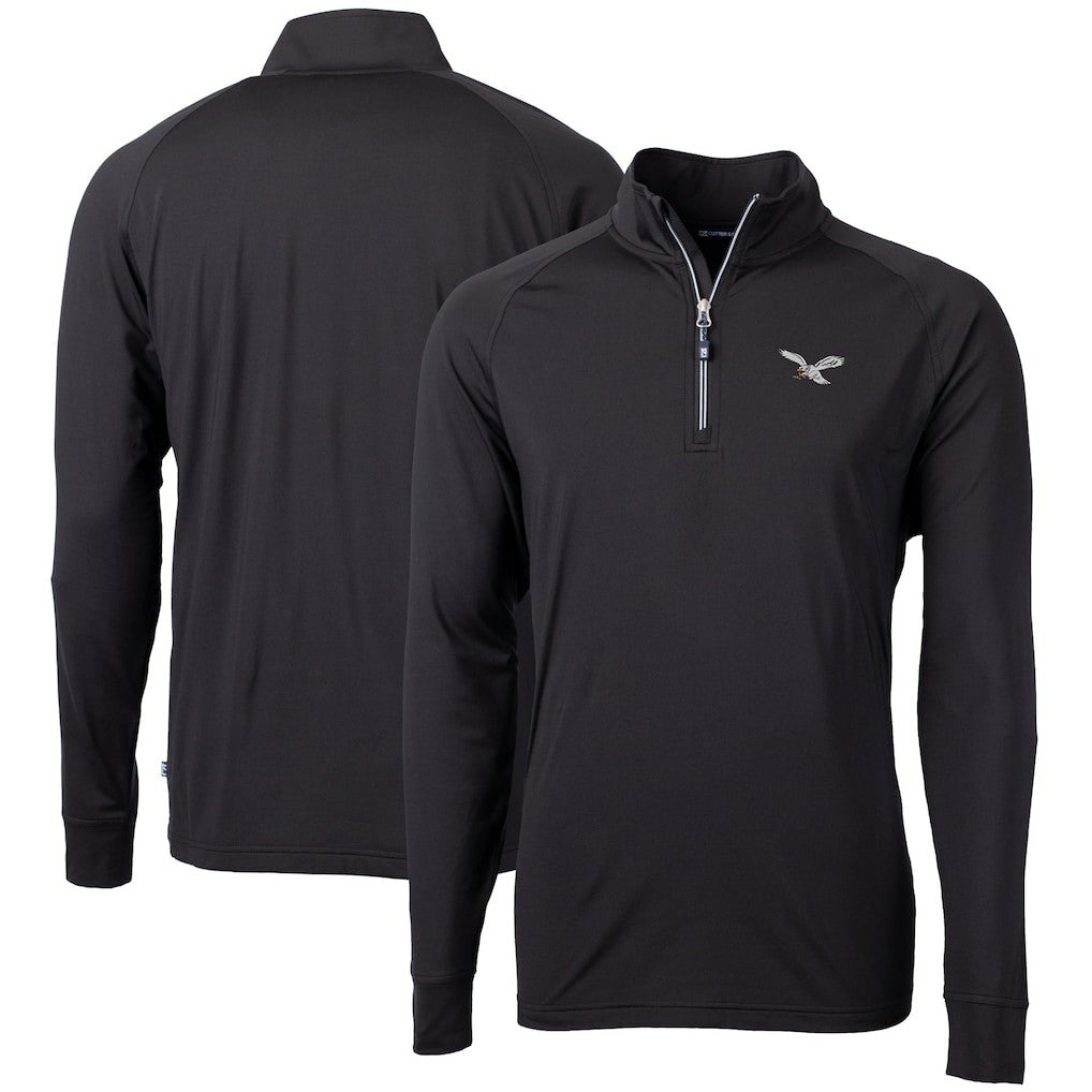 Philadelphia Eagles Cutter & Buck Eco Knit Stretch Recycled Quarter-Zip Pullover Black - NFL