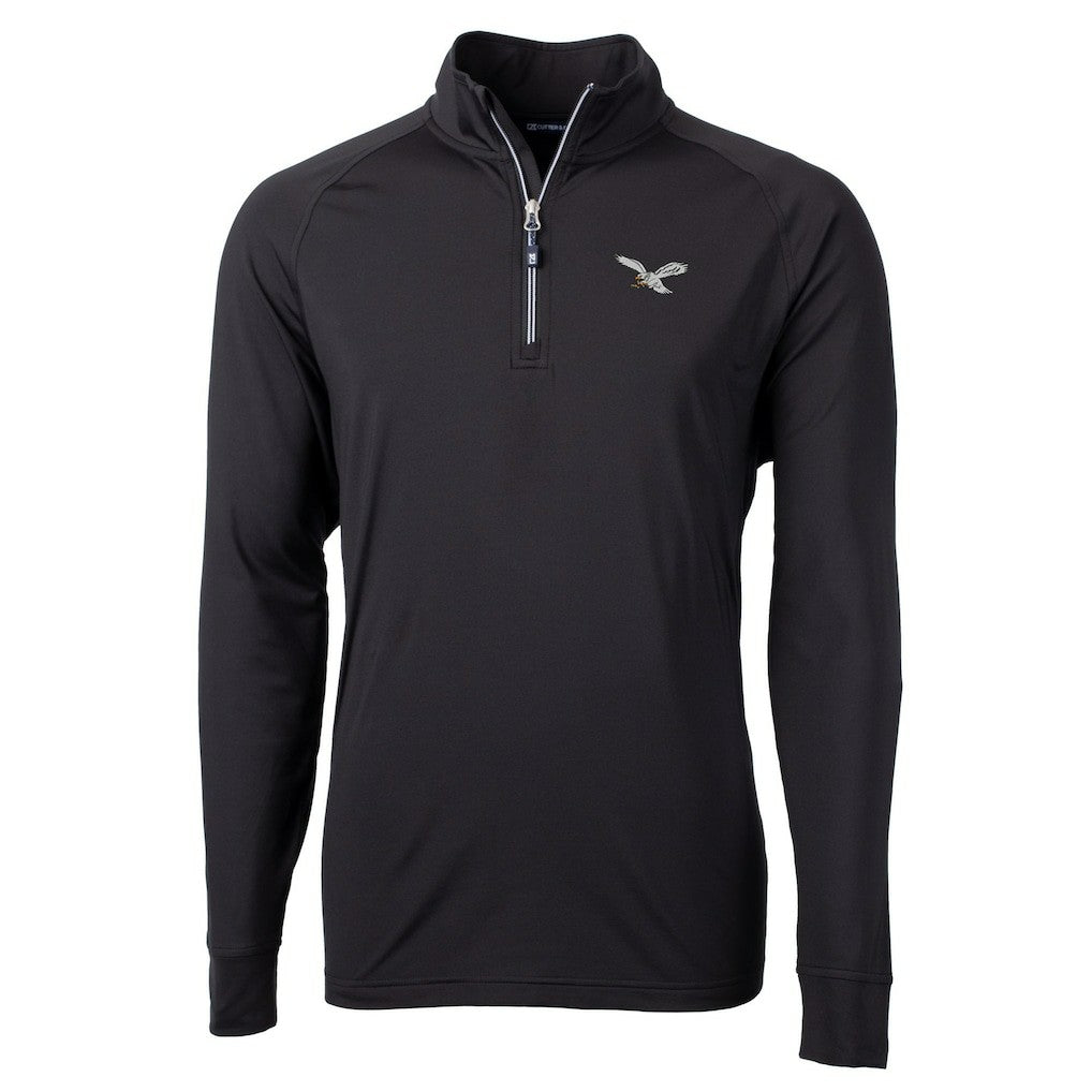 Philadelphia Eagles Cutter & Buck Eco Knit Stretch Recycled Quarter-Zip Pullover Black - NFL