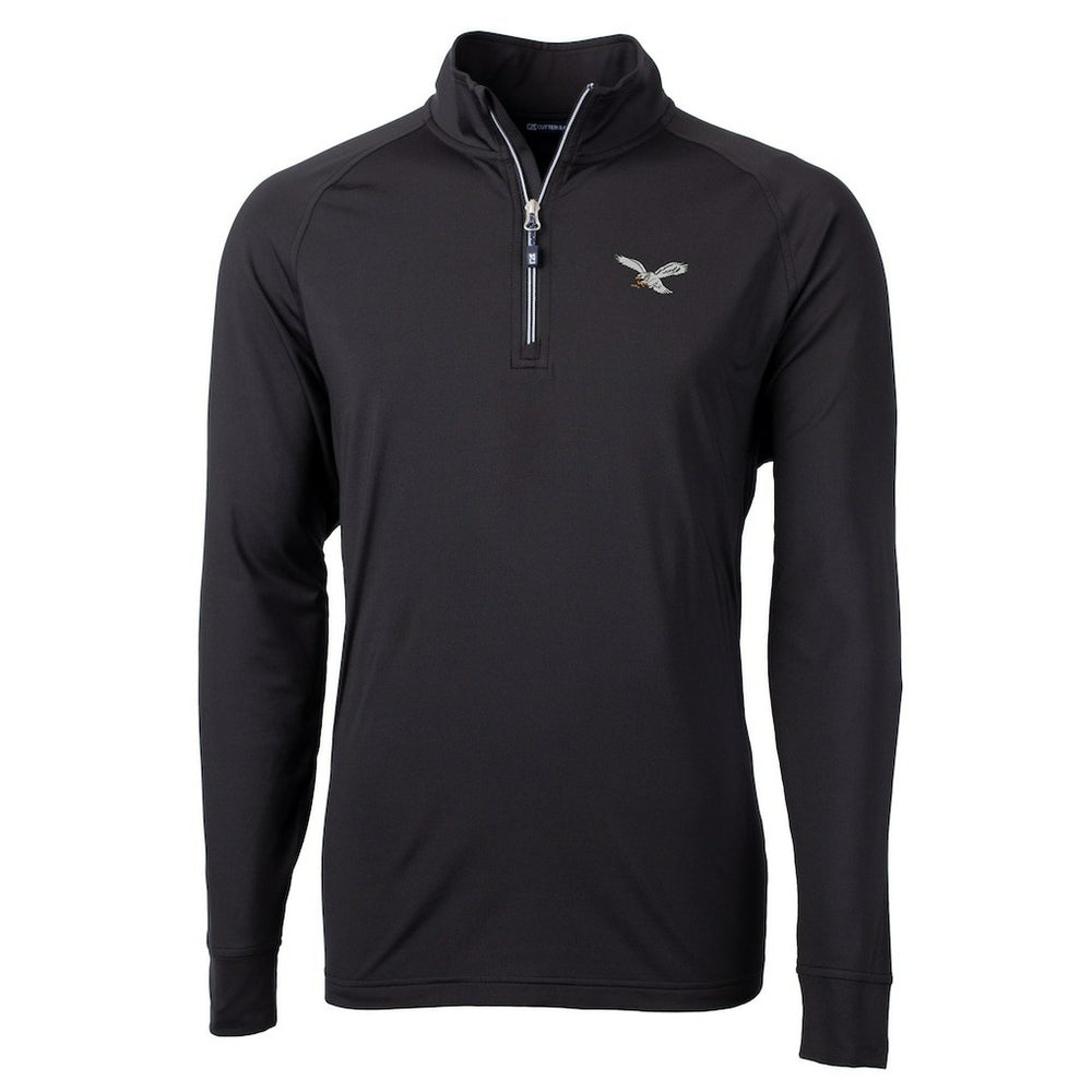 Philadelphia Eagles Cutter & Buck Eco Knit Stretch Recycled Quarter-Zip Pullover Black - NFL