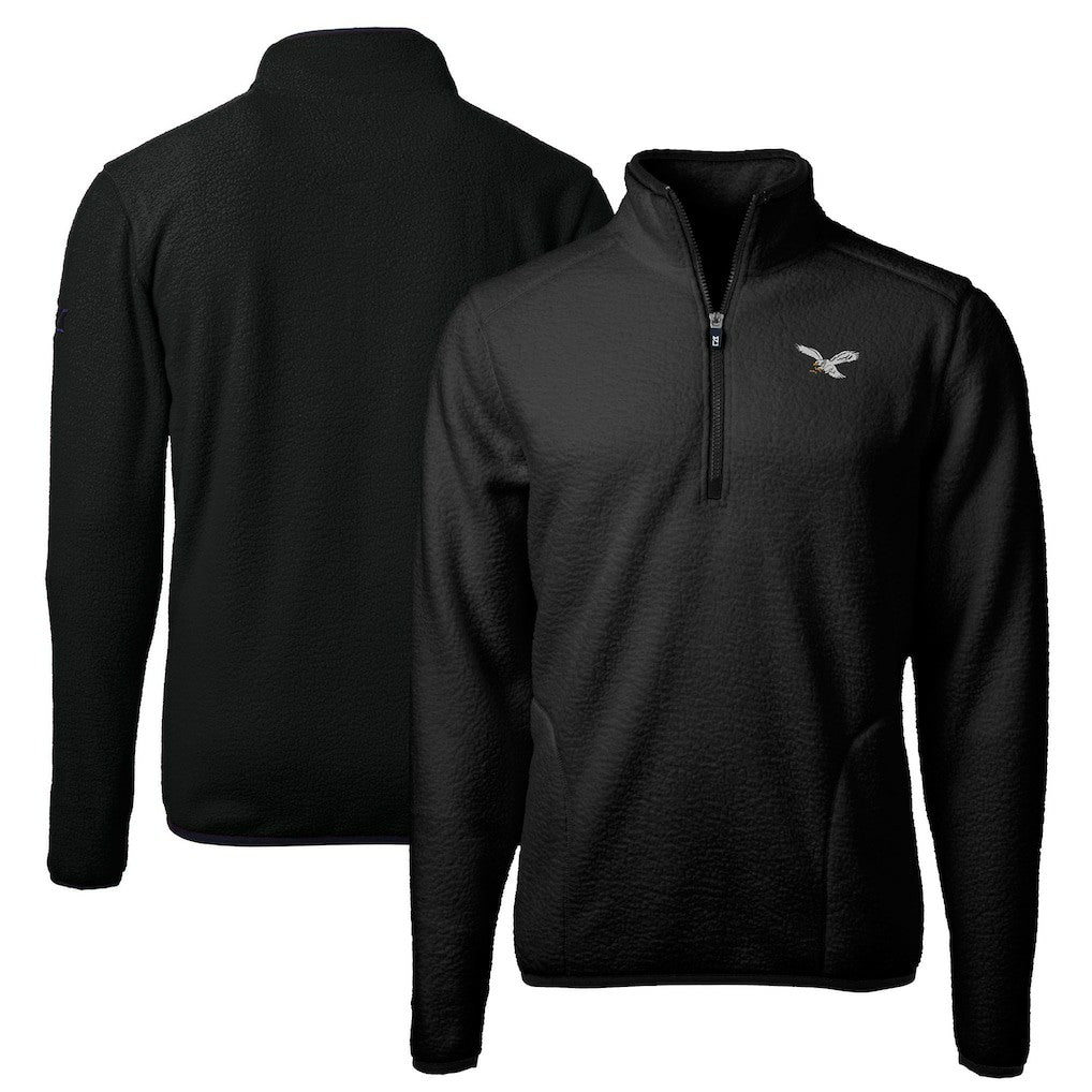 Philadelphia Eagles Cutter & Buck Cascade Eco Sherpa Fleece Quarter-Zip Pullover Jacket Black - NFL