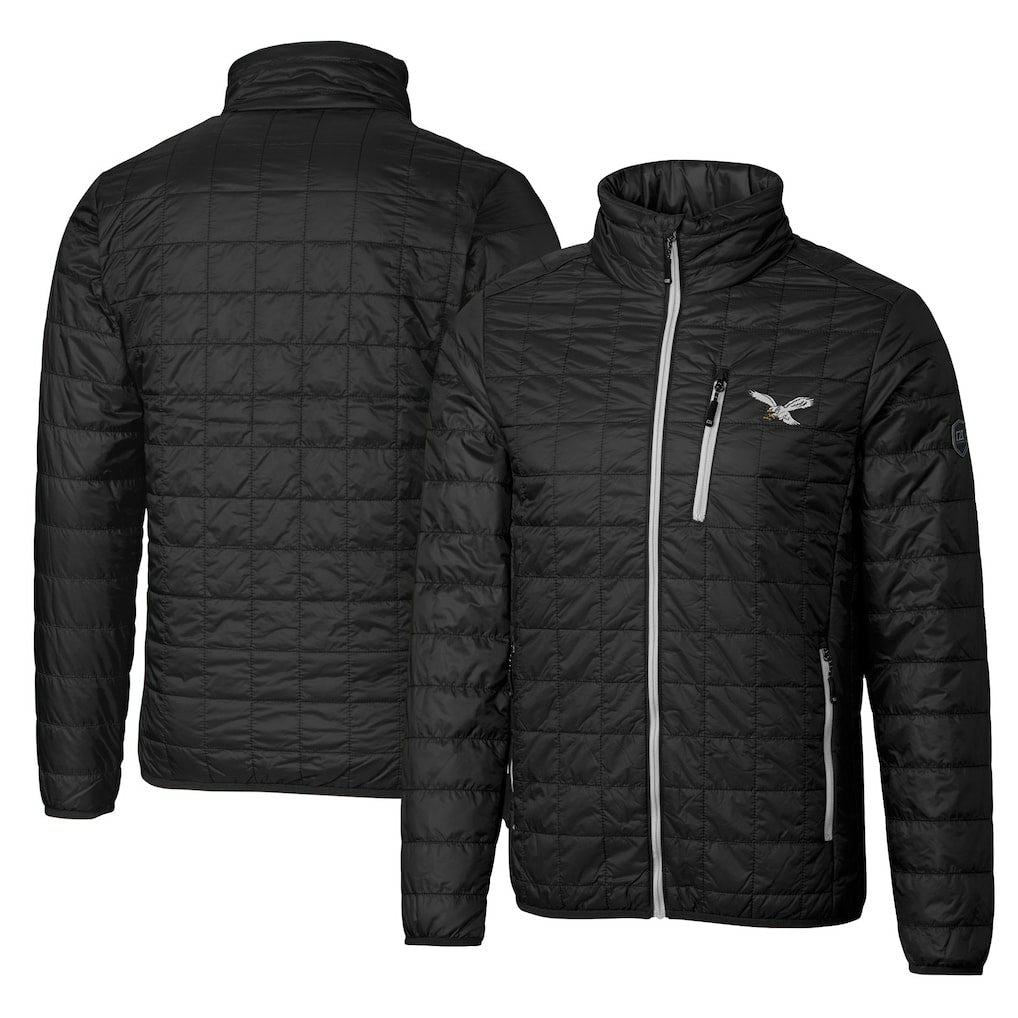 Philadelphia Eagles Cutter & Buck Rainier PrimaLoft Eco Insulated Full-Zip Puffer Jacket Black - NFL