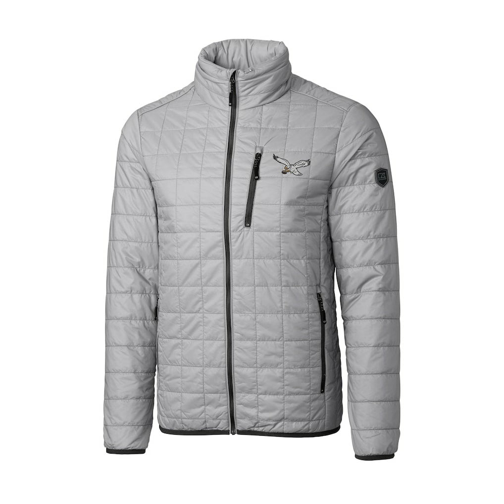 Philadelphia Eagles Cutter & Buck Rainier PrimaLoft Eco Insulated Full-Zip Puffer Jacket Silver - NFL