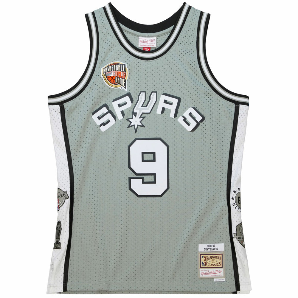 Mitchell & Ness - Tony Parker San Antonio Spurs Unisex Hall of Fame Class of 2023 Throwback Swingman Jersey - Gray