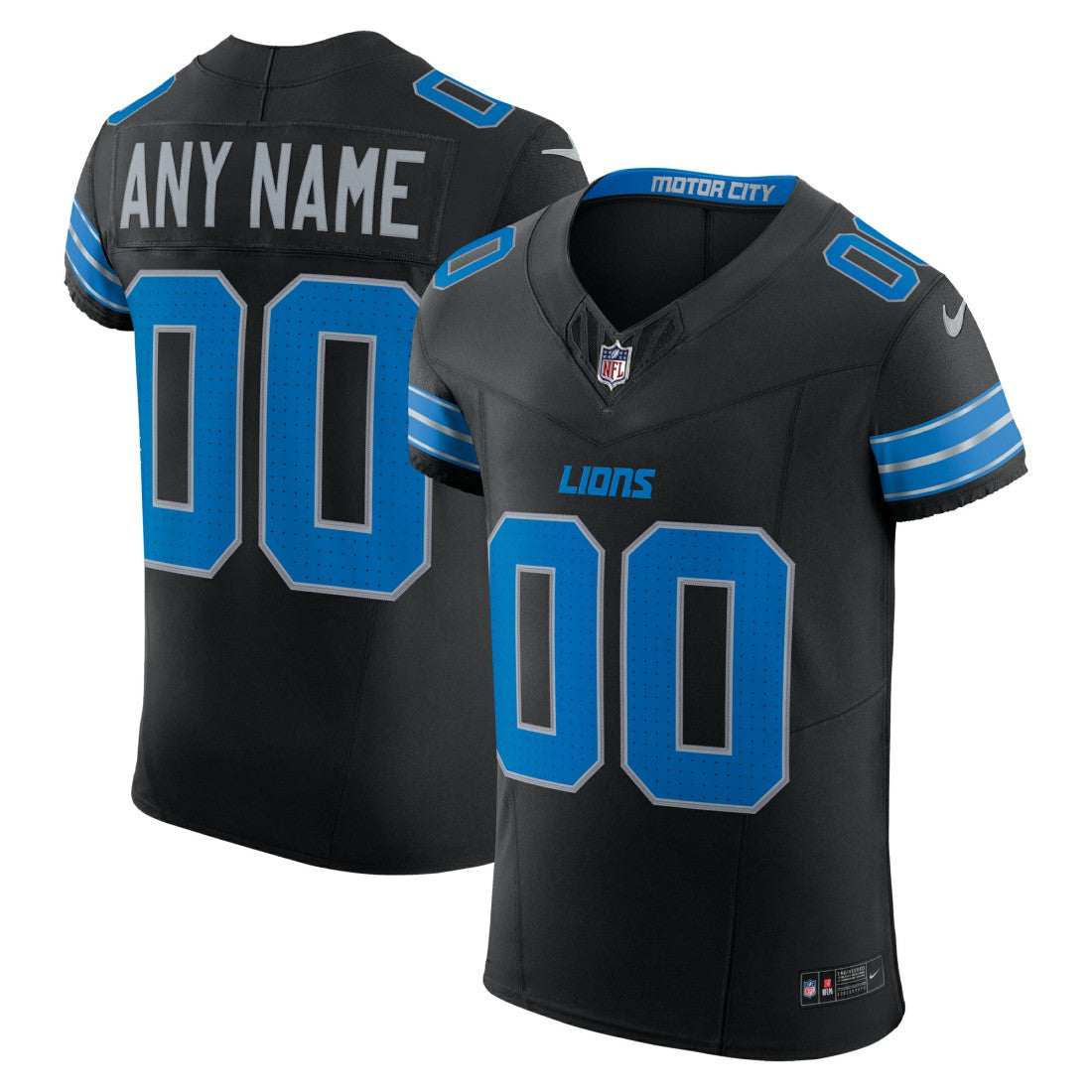 Detroit Lions Alternate Vapor F.U.S.E. Elite Custom Jersey Black - Nike