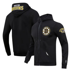 Boston Bruins Pro Standard Classic Chenille Full-Zip Hoodie Jacket Black
