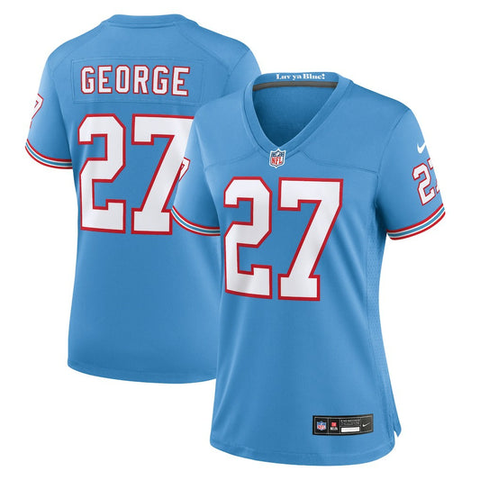 Eddie George Tennessee Titans Women's Oilers Throwback Retired Player Game Jersey - Light Blue | NFL Jerseys