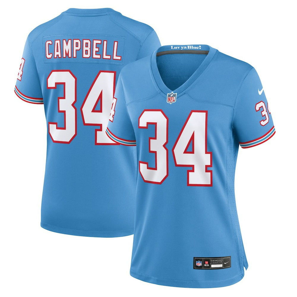 Earl Campbell Tennessee Titans Women's Oilers Throwback Retired Player Game Jersey Light Blue - Nike