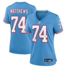 Bruce Matthews Tennessee Titans Women's Oilers Throwback Retired Player Game Jersey Light Blue - Nike
