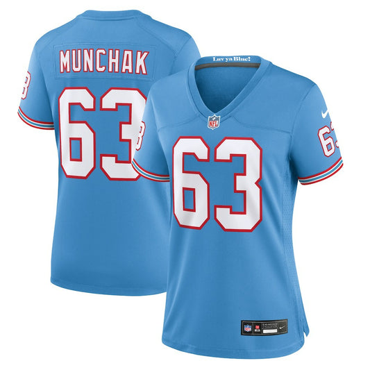Mike Munchak Tennessee Titans Women's Oilers Throwback Retired Player Game Jersey - Light Blue | NFL Jerseys