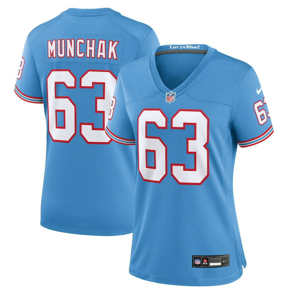 Mike Munchak Tennessee Titans Women's Oilers Throwback Retired Player Game Jersey Light Blue - Nike