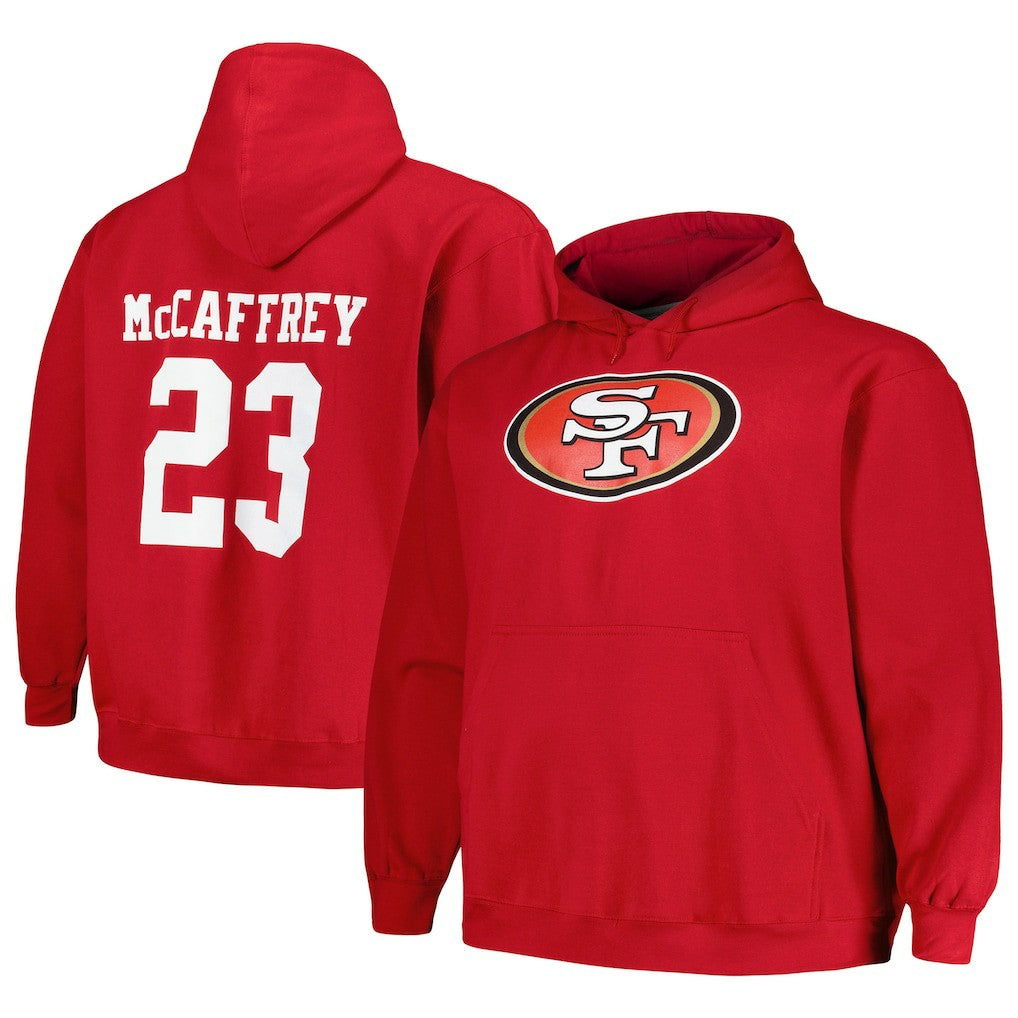 Christian McCaffrey San Francisco 49ers Big & Tall Fleece Name & Number Pullover Hoodie Scarlet - Fanatics