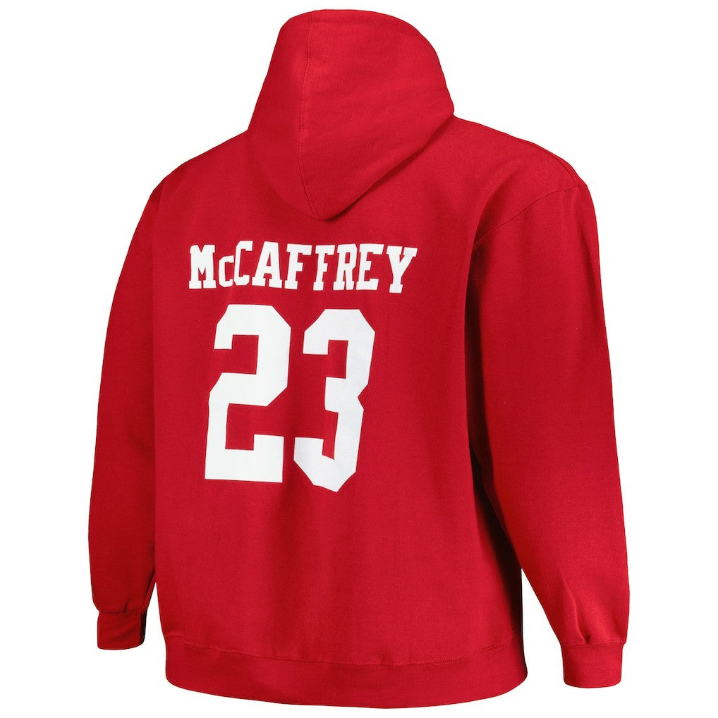 Christian McCaffrey San Francisco 49ers Big & Tall Fleece Name & Number Pullover Hoodie Scarlet - Fanatics