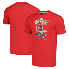 Travis Kelce Kansas City Chiefs Homage Unisex NFL Blitz Player Tri-Blend T-Shirt Heathered Red - NFL