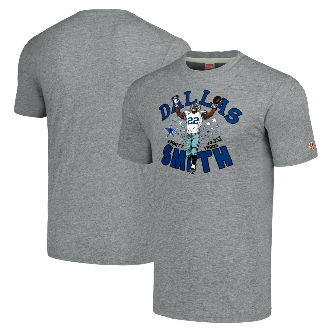 Emmitt Smith Dallas Cowboys Homage Unisex Caricature Retired Player Tri-Blend T-Shirt Gray - NFL