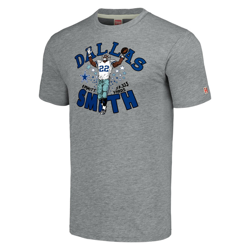 Emmitt Smith Dallas Cowboys Homage Unisex Caricature Retired Player Tri-Blend T-Shirt Gray - NFL
