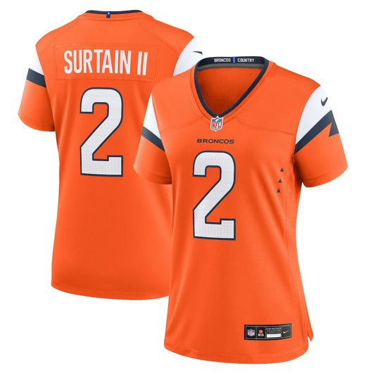 Patrick Surtain II Denver Broncos Women's Mile High Collection Game Jersey - Orange | NFL Jerseys