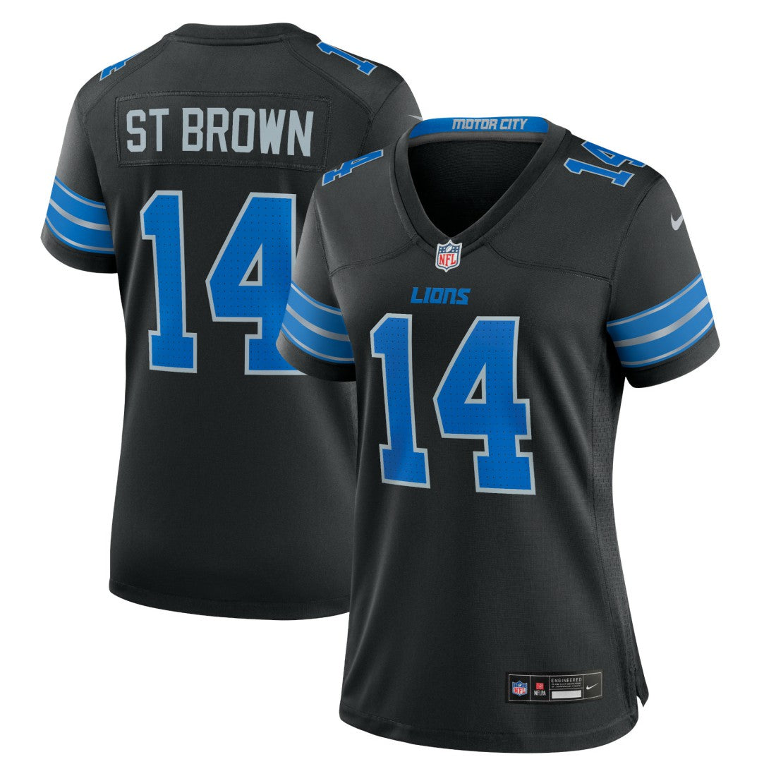 Amon-Ra St. Brown Detroit Lions Women's 2nd Alternate Game Jersey - Black | NFL Jerseys