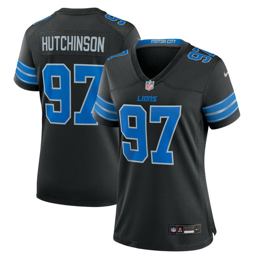 Aidan Hutchinson Detroit Lions Women's 2nd Alternate Game Jersey - Black | NFL Jerseys
