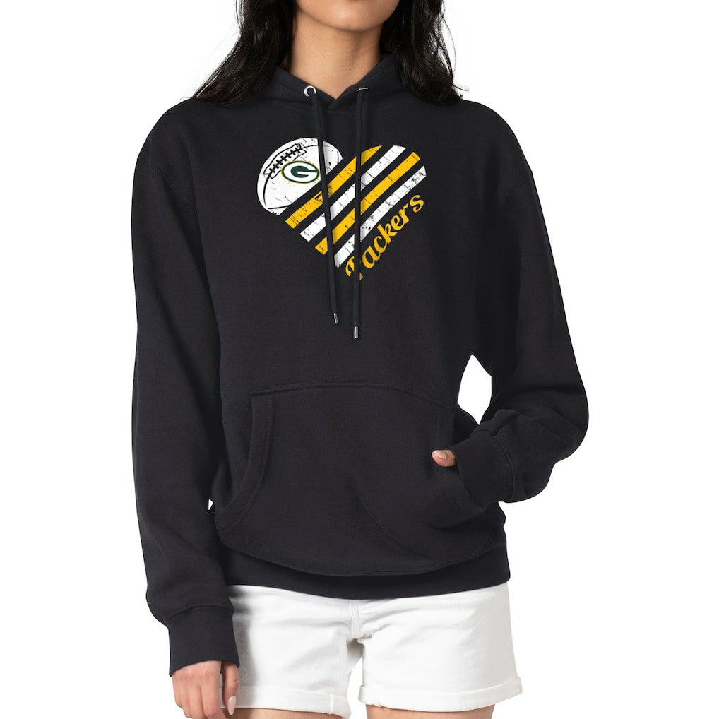 Green Bay Packers G-III 4Her by Carl Banks Women's Heart Graphic Fleece Pullover Hoodie Black - NFL