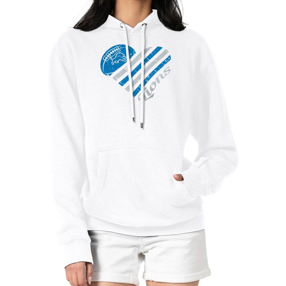Detroit Lions G-III 4Her by Carl Banks Women's Heart Graphic Fleece Pullover Hoodie White - NFL