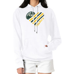 Green Bay Packers G-III 4Her by Carl Banks Women's Heart Graphic Fleece Pullover Hoodie White - NFL