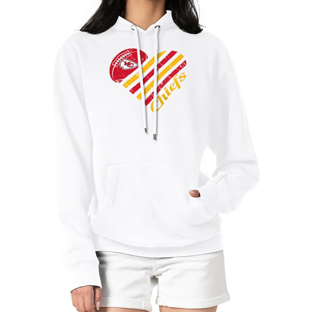 Kansas City Chiefs G-III 4Her by Carl Banks Women's Heart Graphic Fleece Pullover Hoodie White - NFL