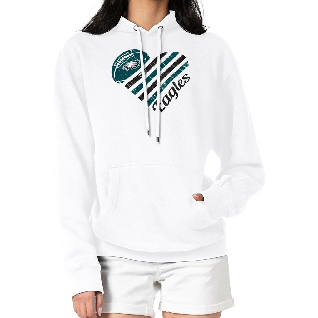 Philadelphia Eagles G-III 4Her by Carl Banks Women's Heart Graphic Fleece Pullover Hoodie White - NFL