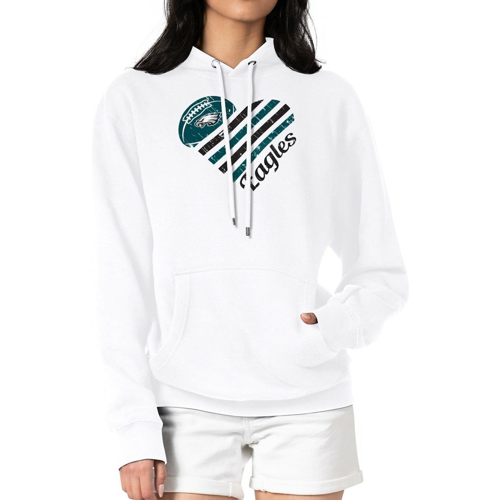 Philadelphia Eagles G-III 4Her by Carl Banks Women's Heart Graphic Fleece Pullover Hoodie White - NFL
