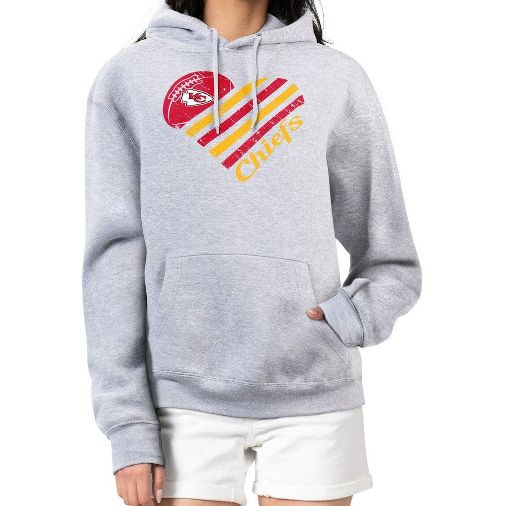 Kansas City Chiefs G-III 4Her by Carl Banks Women's Heart Graphic Fleece Pullover Hoodie Heather Gray - NFL