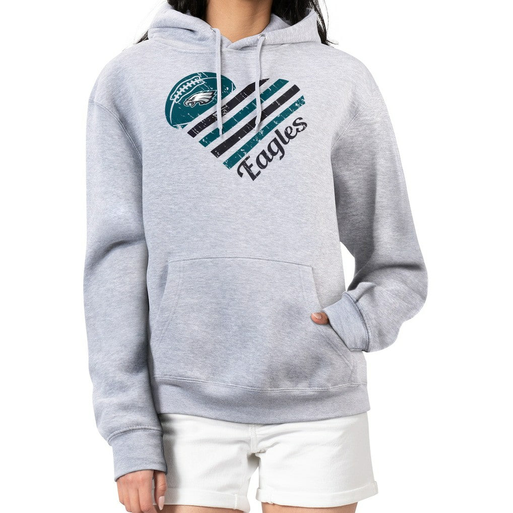 Philadelphia Eagles G-III 4Her by Carl Banks Women's Heart Graphic Fleece Pullover Hoodie Heather Gray - NFL