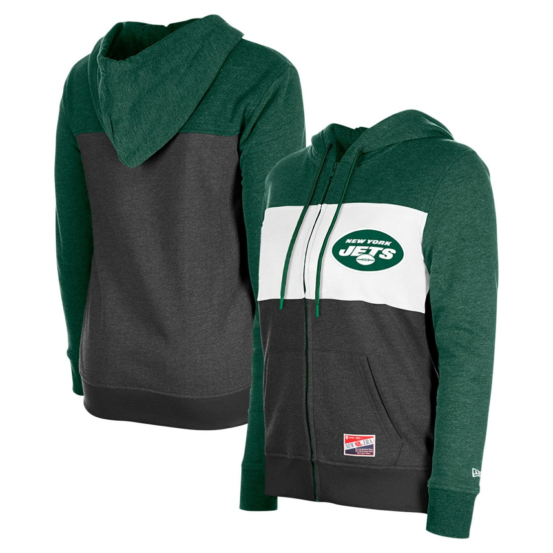 New York Jets New Era Women's Color-Block Full-Zip Hoodie Green - NFL