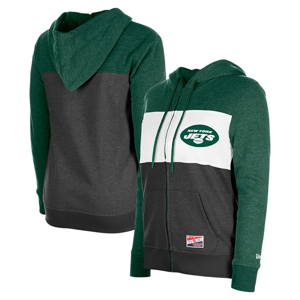New York Jets New Era Women's Color-Block Full-Zip Hoodie Green - NFL