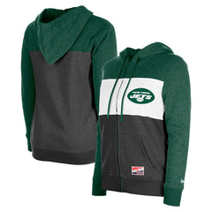 New York Jets New Era Women's Color-Block Full-Zip Hoodie Green - NFL