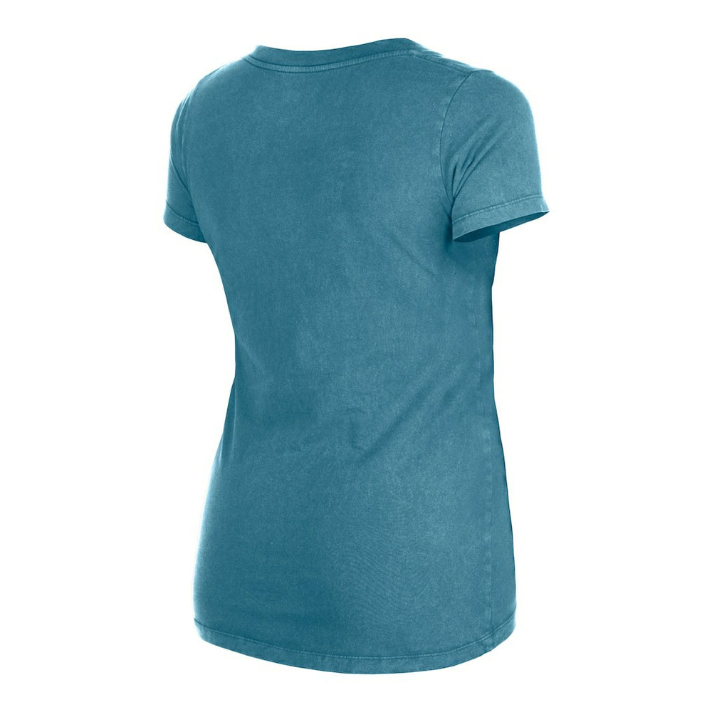 Miami Dolphins New Era Women's Enzyme Wash Low V-Neck T-Shirt Aqua - NFL