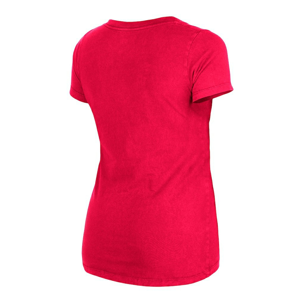 San Francisco 49ers New Era Women's Enzyme Wash Low V-Neck T-Shirt Scarlet - NFL