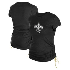 New Orleans Saints New Era Women's Ruched Side T-Shirt Black - NFL