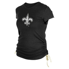 New Orleans Saints New Era Women's Ruched Side T-Shirt Black - NFL
