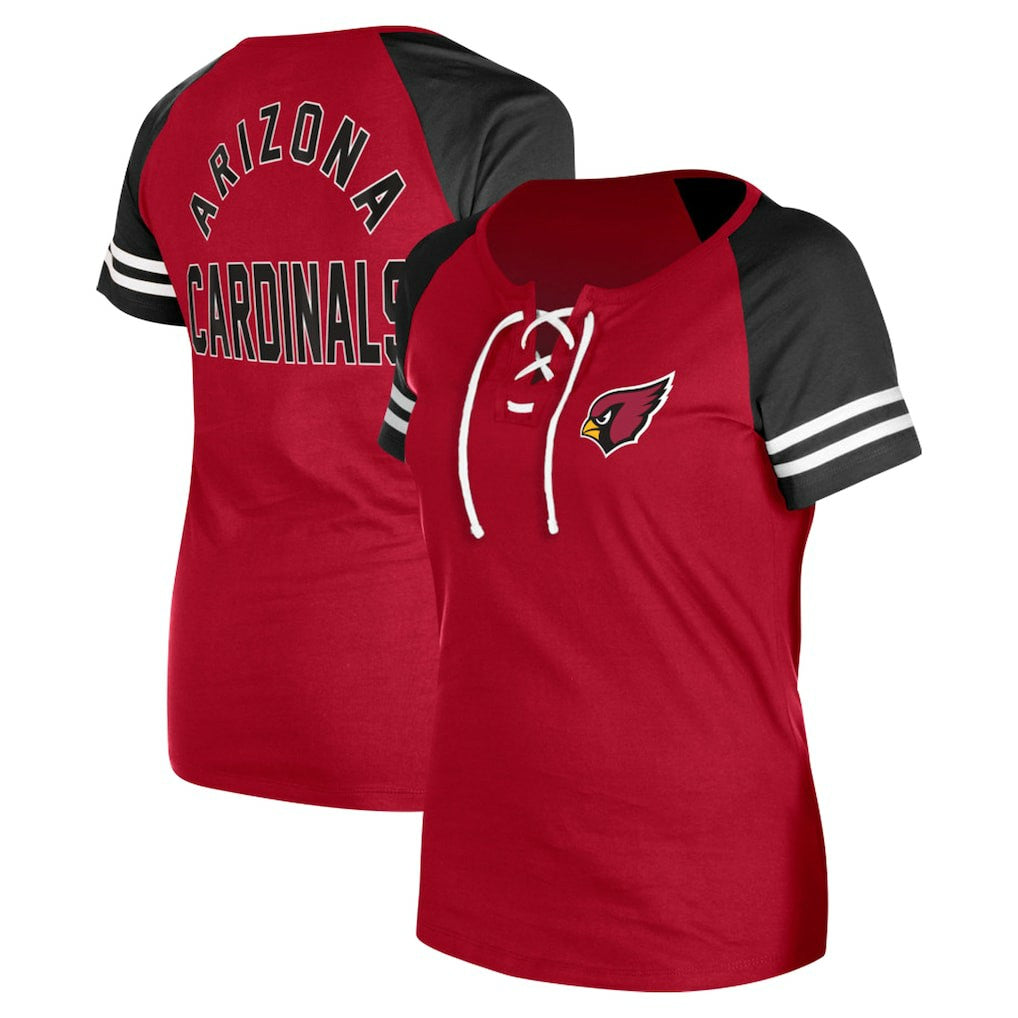 Arizona Cardinals New Era Women's Lace-Up Raglan T-Shirt Cardinal - NFL