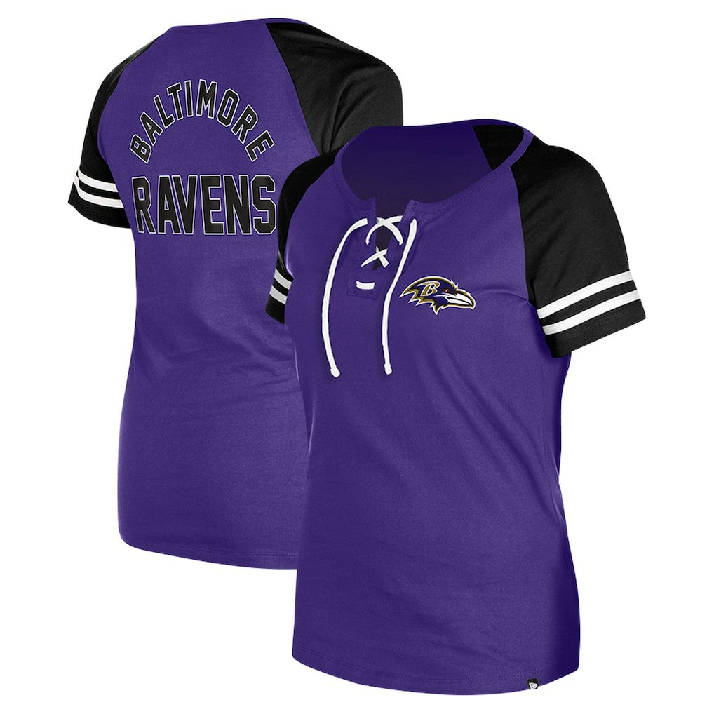 Baltimore Ravens New Era Women's Lace-Up Raglan T-Shirt Purple - NFL