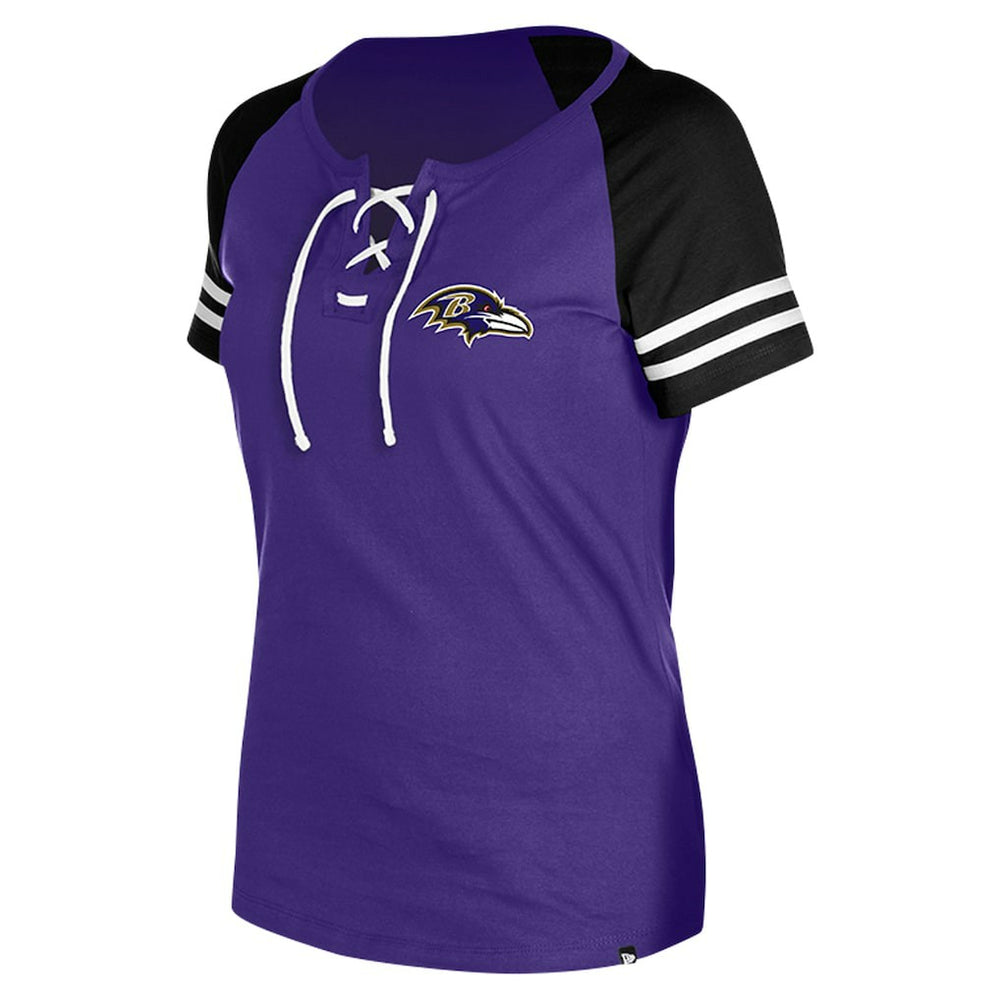 Baltimore Ravens New Era Women's Lace-Up Raglan T-Shirt Purple - NFL
