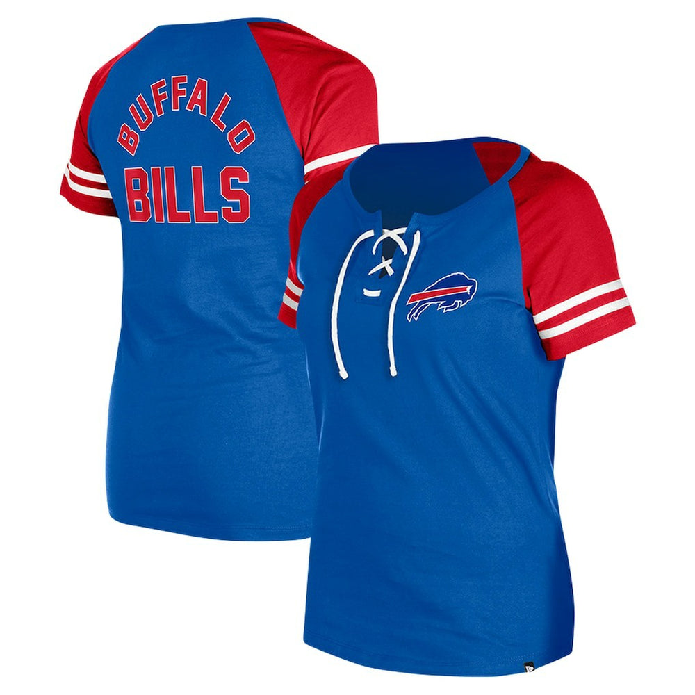 Buffalo Bills New Era Women's Lace-Up Raglan T-Shirt Royal - NFL