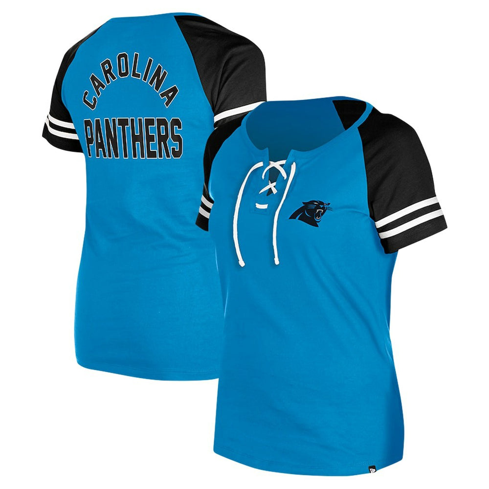 Carolina Panthers New Era Women's Lace-Up Raglan T-Shirt Blue - NFL