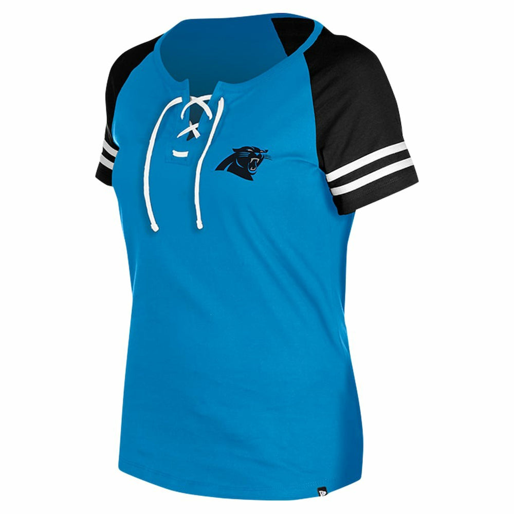 Carolina Panthers New Era Women's Lace-Up Raglan T-Shirt Blue - NFL