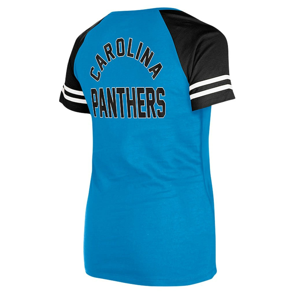 Carolina Panthers New Era Women's Lace-Up Raglan T-Shirt Blue - NFL