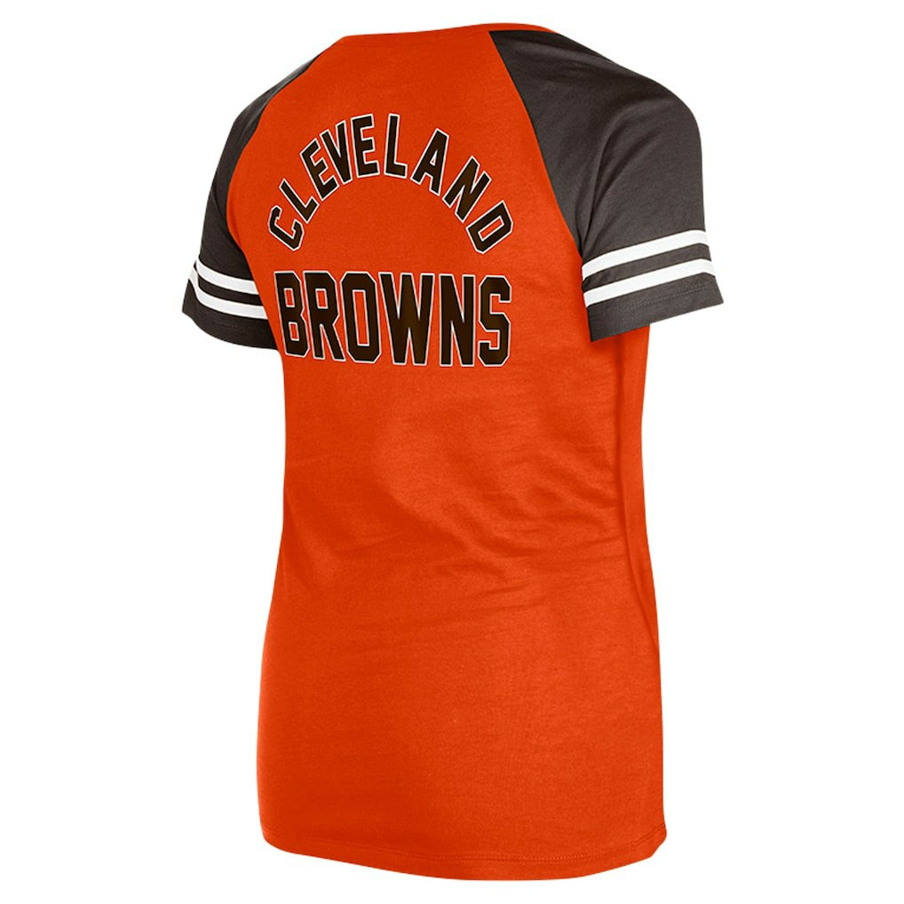 Cleveland Browns New Era Women's Throwback Lace-Up Raglan T-Shirt Orange - NFL